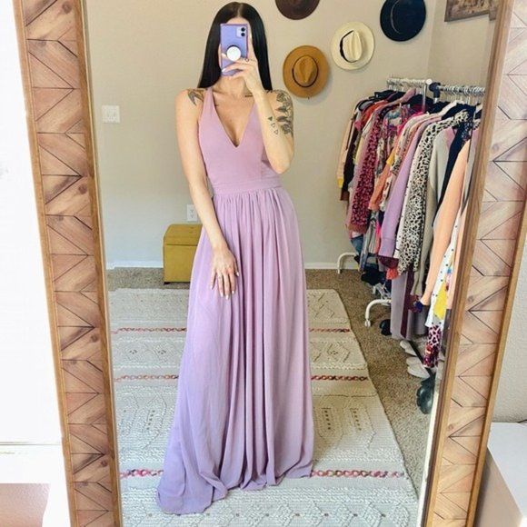 Lulus Dresses & Skirts - Lulus Dusty Lavender Lace-Back Maxi Dress